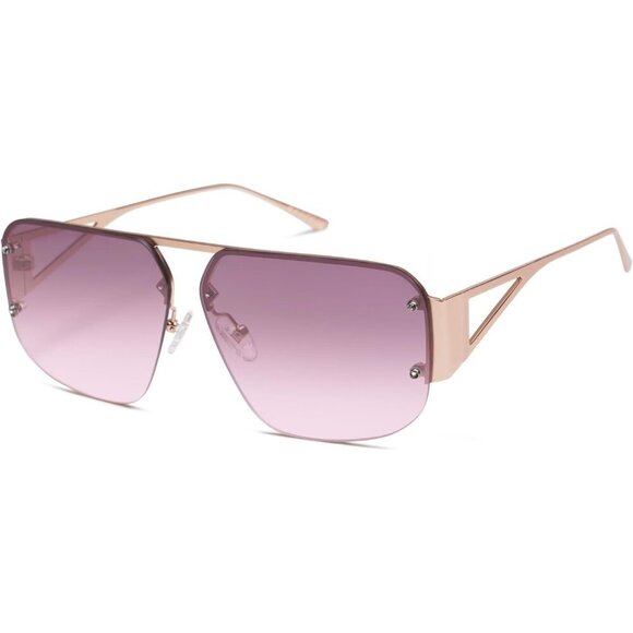 Trendy Aviator Sunglasses Mens Womens Retro Metal Rimless Purple Frame Shades - Picture 3 of 6